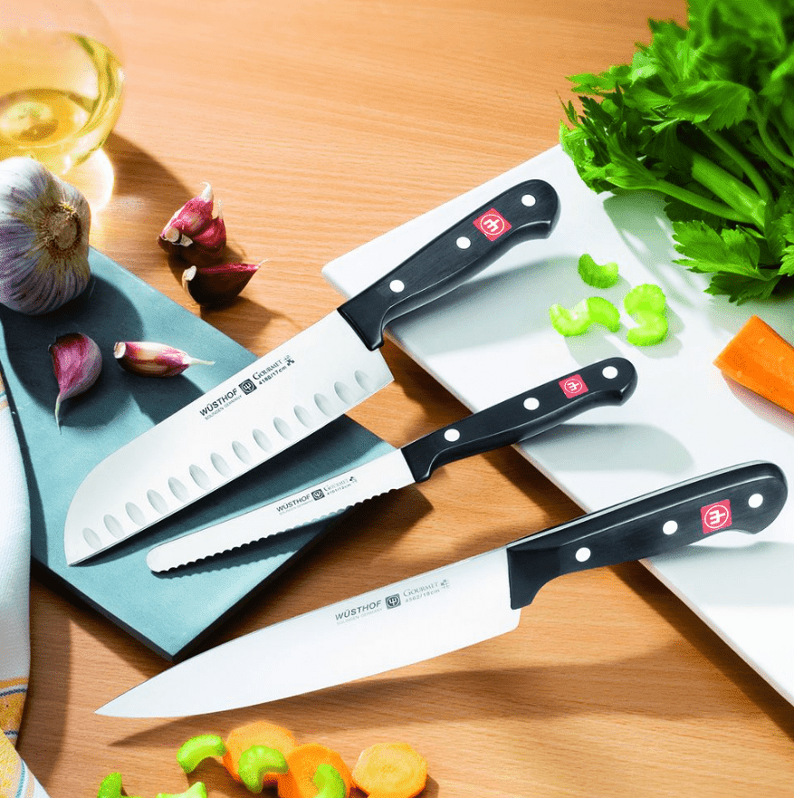 Набор: 4 ножа и мусат WUESTHOF Gourmet на подставке, Германия